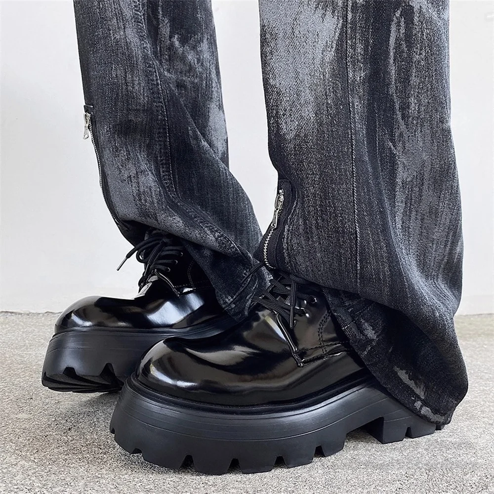 Height Increasing 10cm Leather Shoes 2025 New Commuting Lightweight Couple Thick Sole Big Head Genuine Leather Derby Shoes