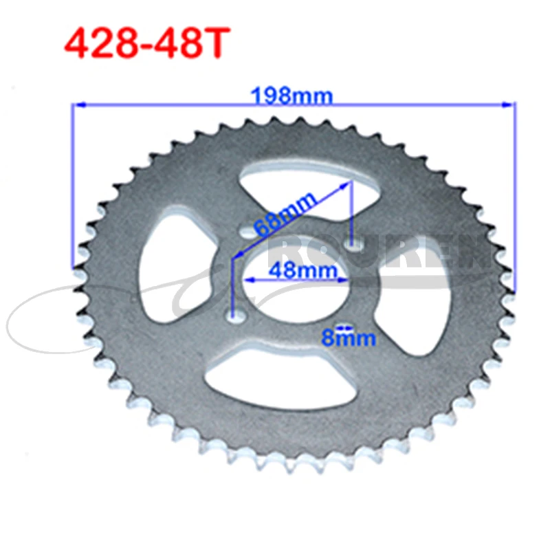 Motorcycle 428 Chains 25T/31T/32T/37T/39T/41T/42T/48T 48mm 76mm Rear Chain Sprocket for ATV Quad Pit Dirt Bike Buggy Karts Parts