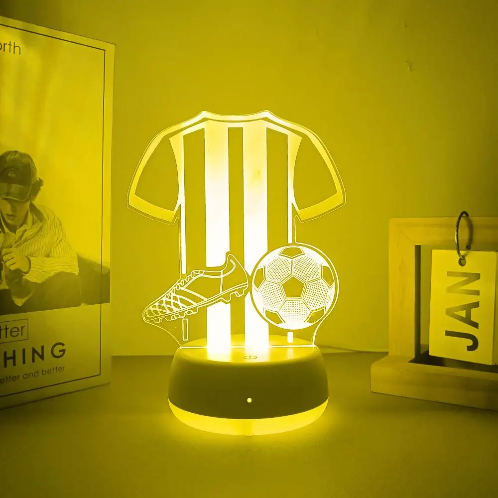 1 szt. Lampka nocna w kształcie piłki nożnej, lampka nocna z iluzją 3D, 7 zmian kolorów, włącznik dotykowy, dekoracja pokoju, świetny prezent