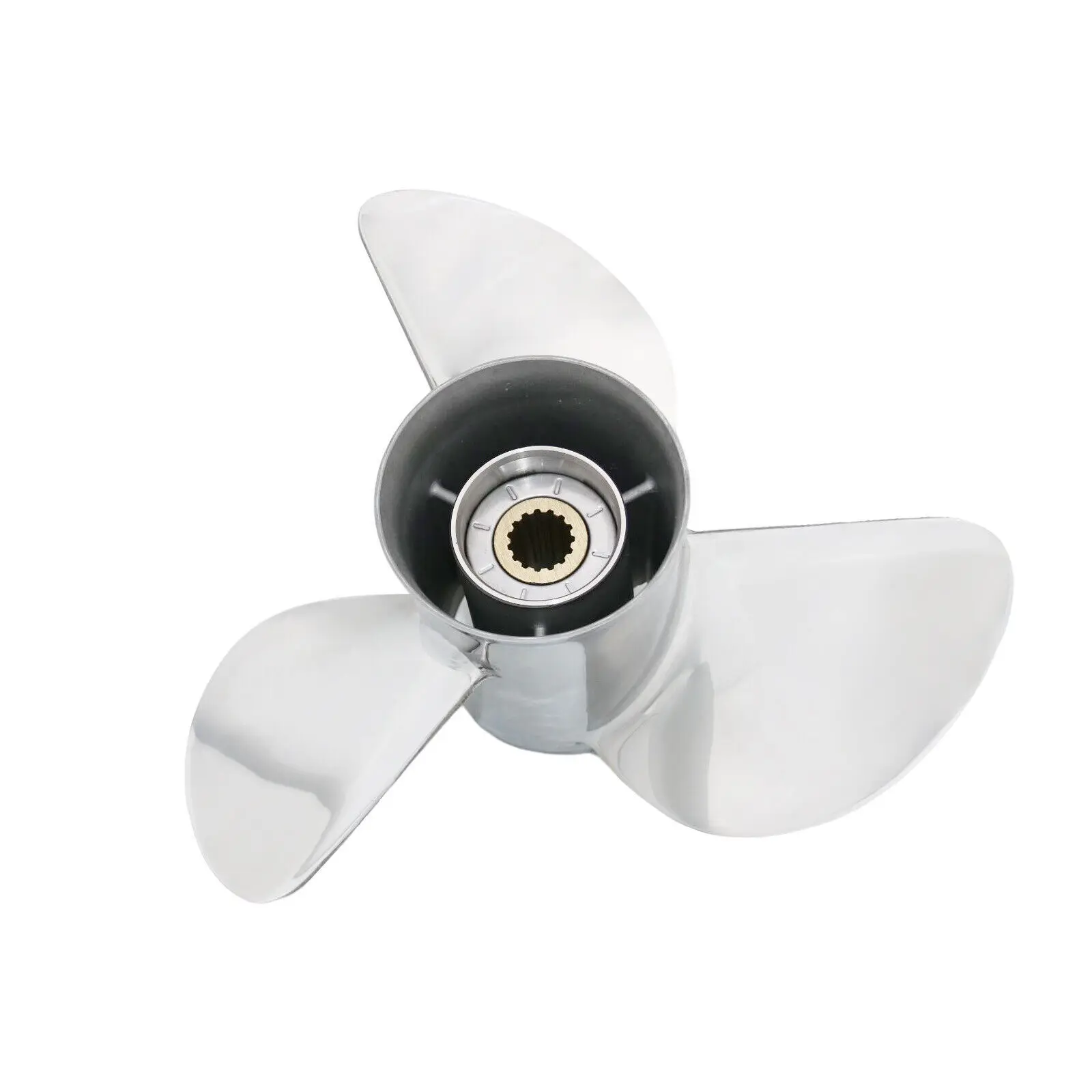 ISURE MARINE Upgrade Stainless Steel Boat Propeller, 13 3/4X15R Stainless Steel Outboard Propeller for Yamaha Engines