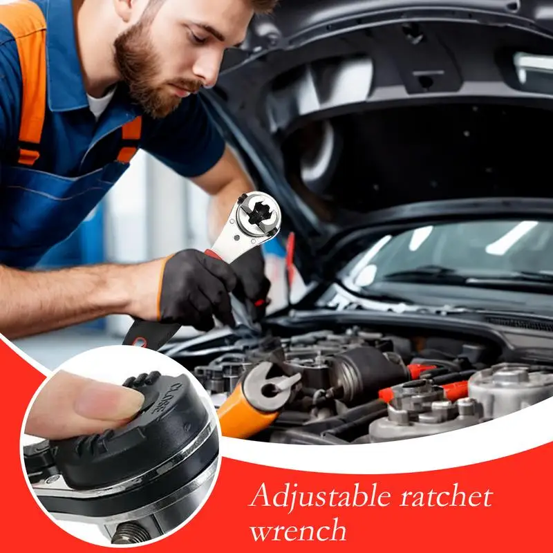 

Adjustable Ratchet Wrench Industrial Maintenance Tool Compact Multifunctional Ratchet Wrench For 6-22mm Screw For Home
