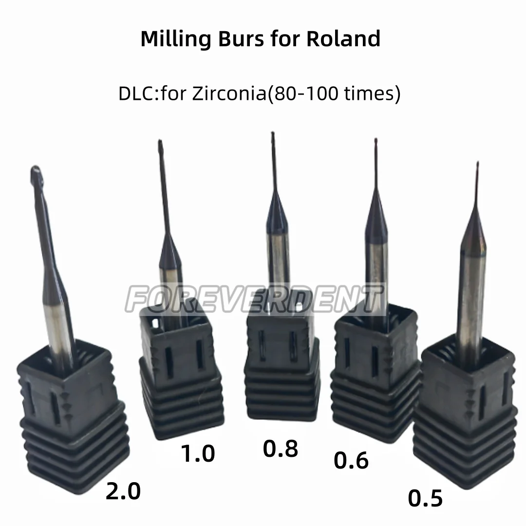 Dental Roland DLC Bur CAD CAM Zirconia Milling Burs D4 Cutting Bur Coated ∅0.5/∅0.6/∅0.8/∅1.0/∅2.0