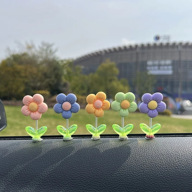 Enfeite de Carro em Forma de Flor Balançante, Acessórios Decorativos para Painel do Carro e Console Central