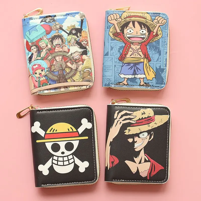 

One Piece Wallet Luffy Straw Hat Pirates Men's Short Wallet Multi-function Multi-card Slot Wallet Kids Gifts Men Gifts