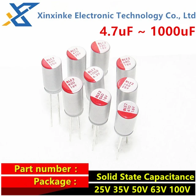 5 szt. Kondensator zanurzeniowy pojemność półprzewodnikowy 25V 35V 50V 63V 100 220 V UF/270/390/470/560/680/820/1000 UF w magazynie