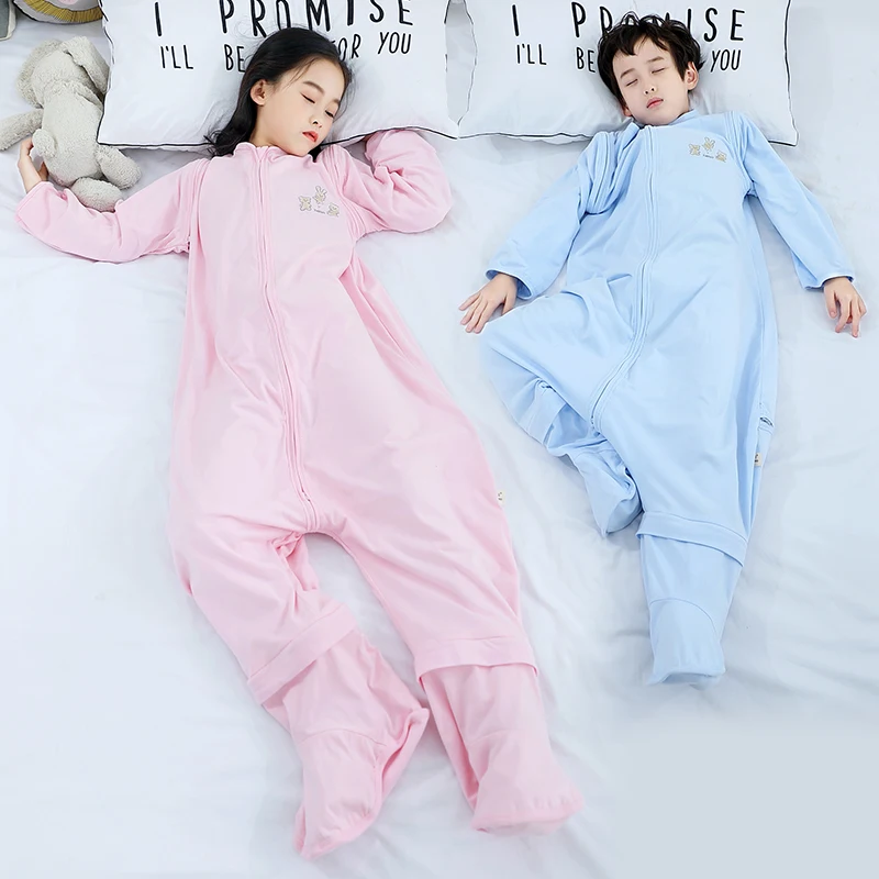 

Summer High Quality And Super Soft 100% Cotton Thicken Split Legs Sleeping Bags Children's Jumpsuit Pajamas Temperature 25℃