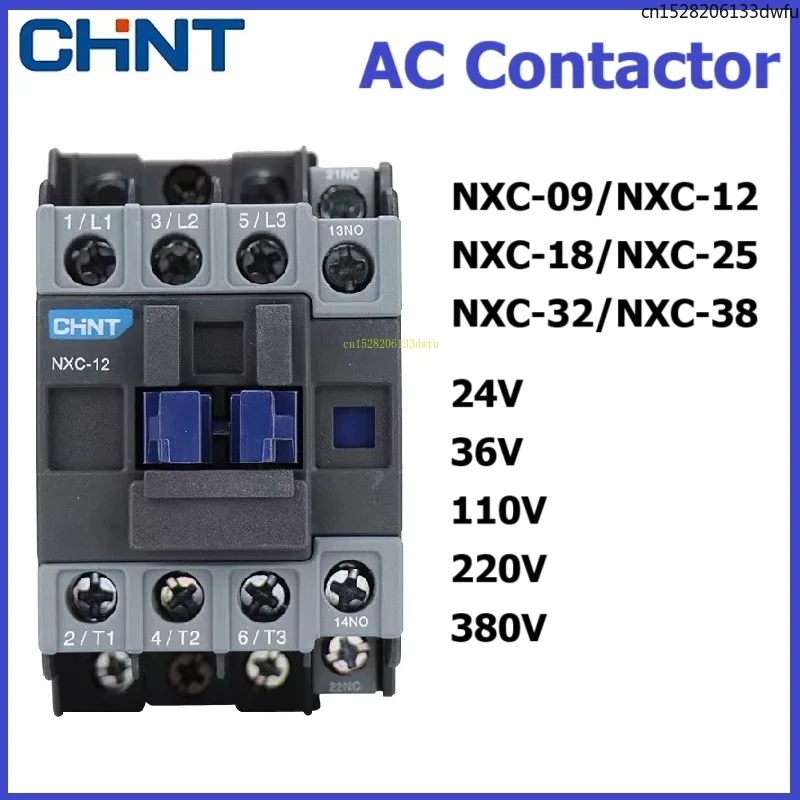 CHINT NXC- 09 12 18 25 32 38 CJX2 LC1D NXC Magnetic AC Contactor AC24V 36V 110V 220V 380V 9A 12A 18A 25A 32A LC1 LC1N