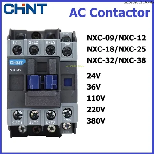 CHINT NXC- 09 12 18 25 32 38 CJX2 LC1D NXC Contactor de CA magnético AC24V 36V 110V 220V 380V 9A 12A 18A 25A 32A LC1 LC1N