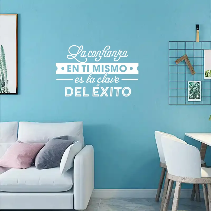 Spanish Inspirational Quote Vinyl Wall Stickers La Confianza En Ti Mismo Wall Decals For Kids Room Art Decor #536