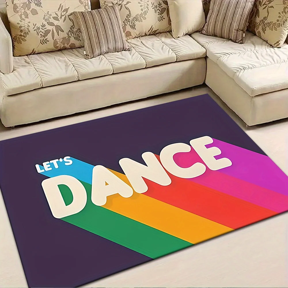 Let's Dance Groovy Rainbow Crystal Velvet Doormat Stain Resistant Floor Mat For Dance Studio Entry Dance Lover Creative Gift