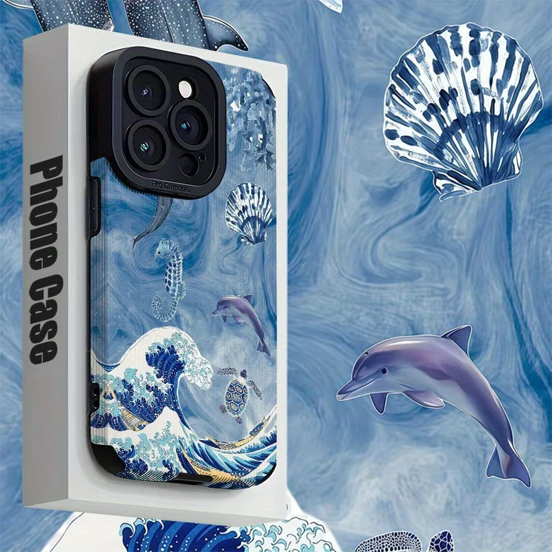For Samsung S25 Blue Ocean Dolphin Lucky Design Compatible For Galaxy S25/S24/S23/S22/S21/S20 and A Series Models
