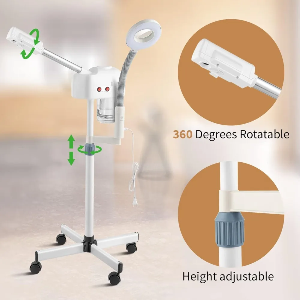 جهاز بخار الوجه 2 في 1 مع ضوء تكبير 5 مرات، تنظيف عميق للعناية الشخصية بالبشرة، جهاز بخار التجميل الاحترافي #6