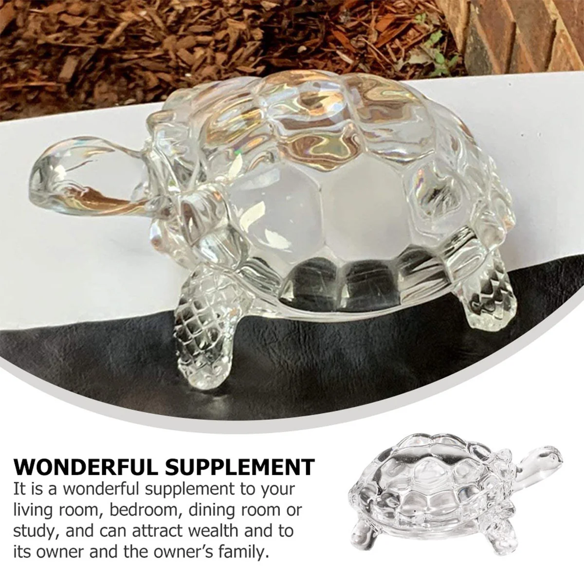 

2 Pcs Decorations Turtle Glass Statue Figurine Crafts Sculpture Tabletop Mini Clear Turtles Adornment