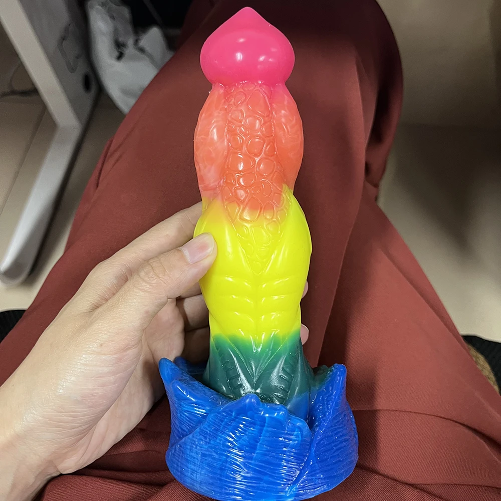 FAAK Silicone Dragon Dildo With Sucker Multi Color Fantasy Dog Penis Sex Toys Clit massage Female Masturbator Anal Plug