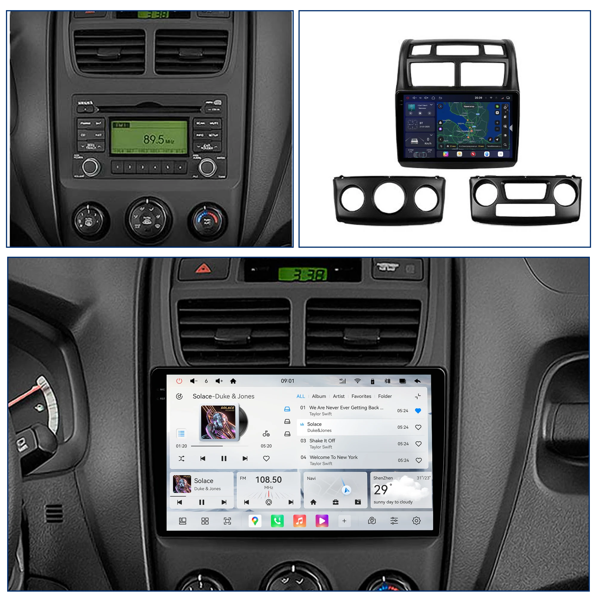 Redpower Crystal Sound 850 Pro Max  Android Car Radio Player Screen for Kia Sportage 2 2007 - 2009 CarPlay Bluetooth