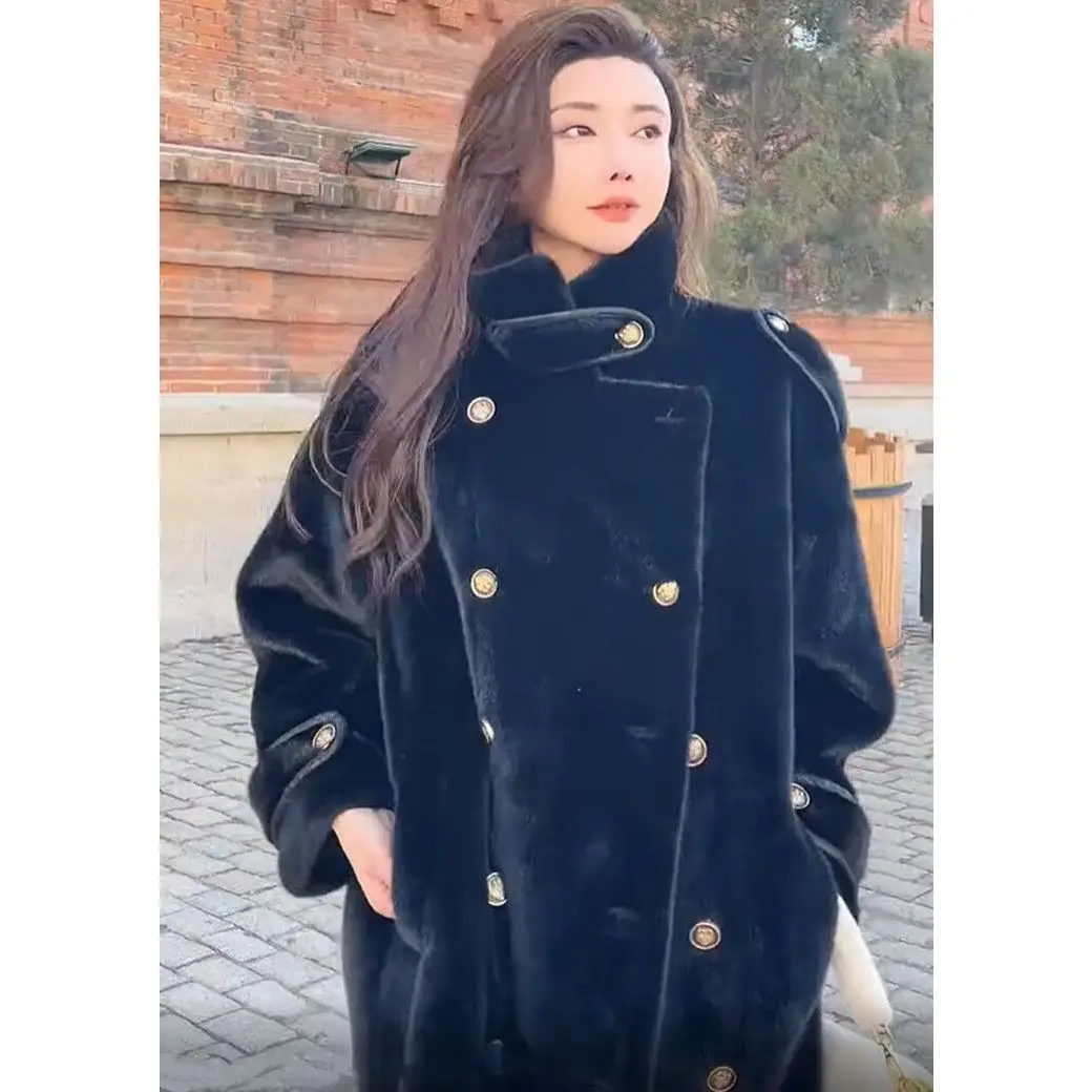 Manteaux verts en fausse fourrure pour femmes, rembourrés en coton, Boxy Club fille, longueur des hanches, fermetures éclair, doublure dorée, poches souples, confortable, élastique