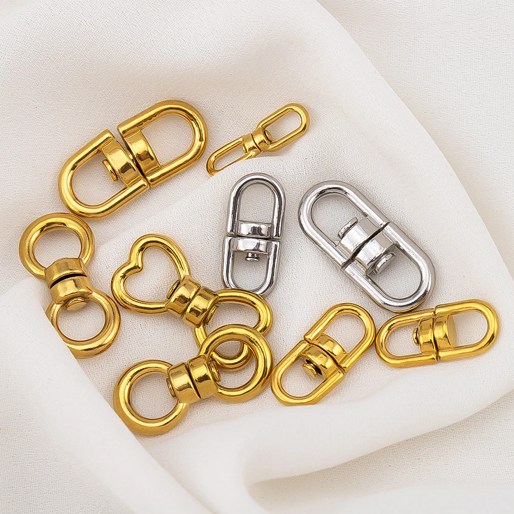 2/5Pcs Stainless Steel Heart Rotating 8-Shape Buckle Keychain Connectors For DIY Jewelry Making Necklace Accessories Findings