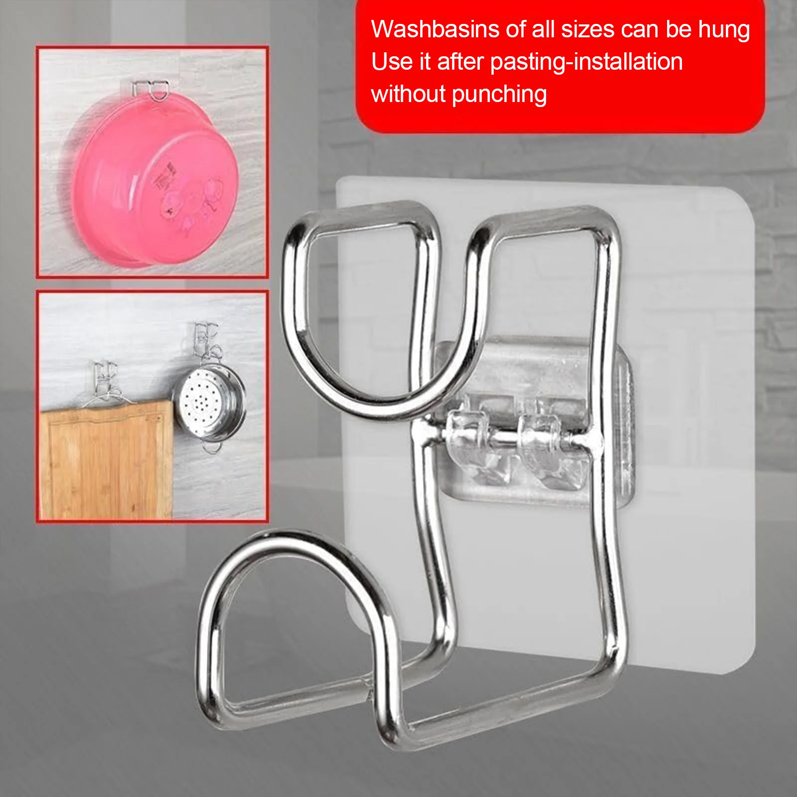 Wandmontierter Waschbeckenhalter, Aufbewahrung für Waschbecken, Tragfähigkeit 5 kg, ohne Bohren, Badezimmerregal, stark klebend, platzsparender Organizer