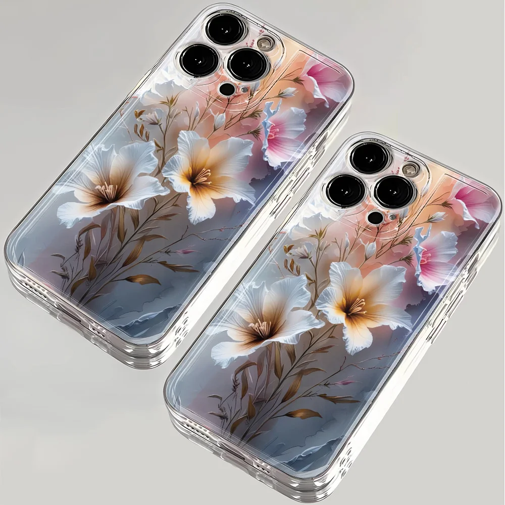

Чехол для телефона A Plum Blossom для IPhone 16 16E 15 14 Pro 13 12 11 Max Plus 7 8 Plus XR X XS SE, мягкий силиконовый прозрачный чехол