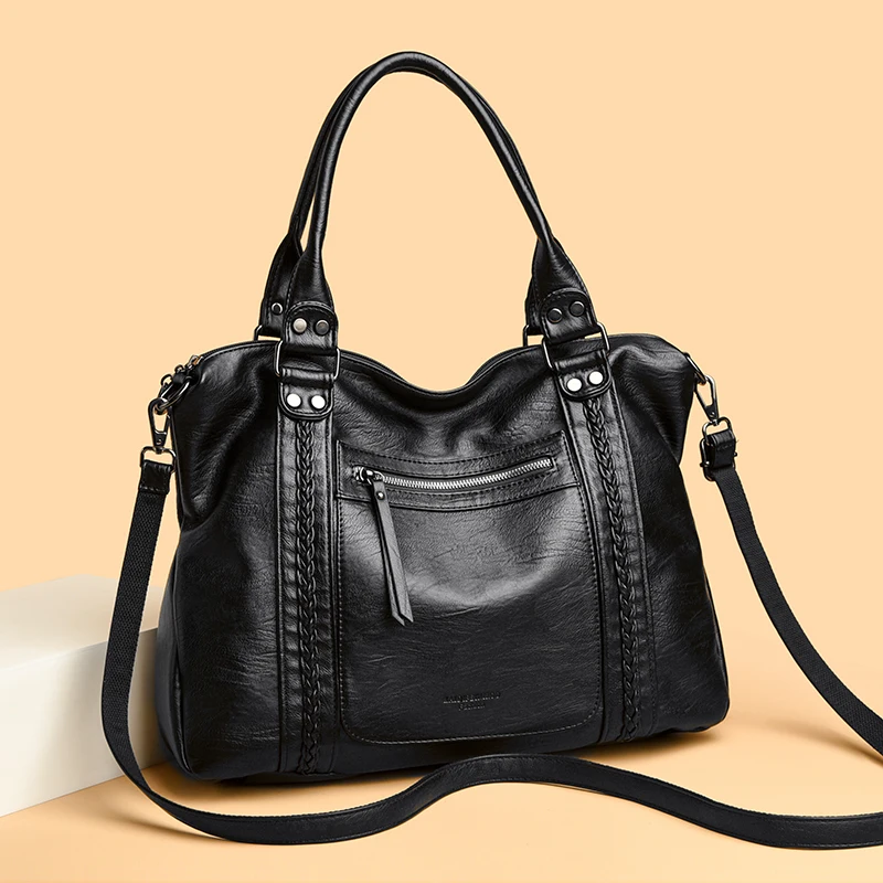 

Luxury Women Designer Weave Shoulder Crossbody Sac Ladies Large Capacity Leather Handbags Shopper Brand Commute Messenger Totes