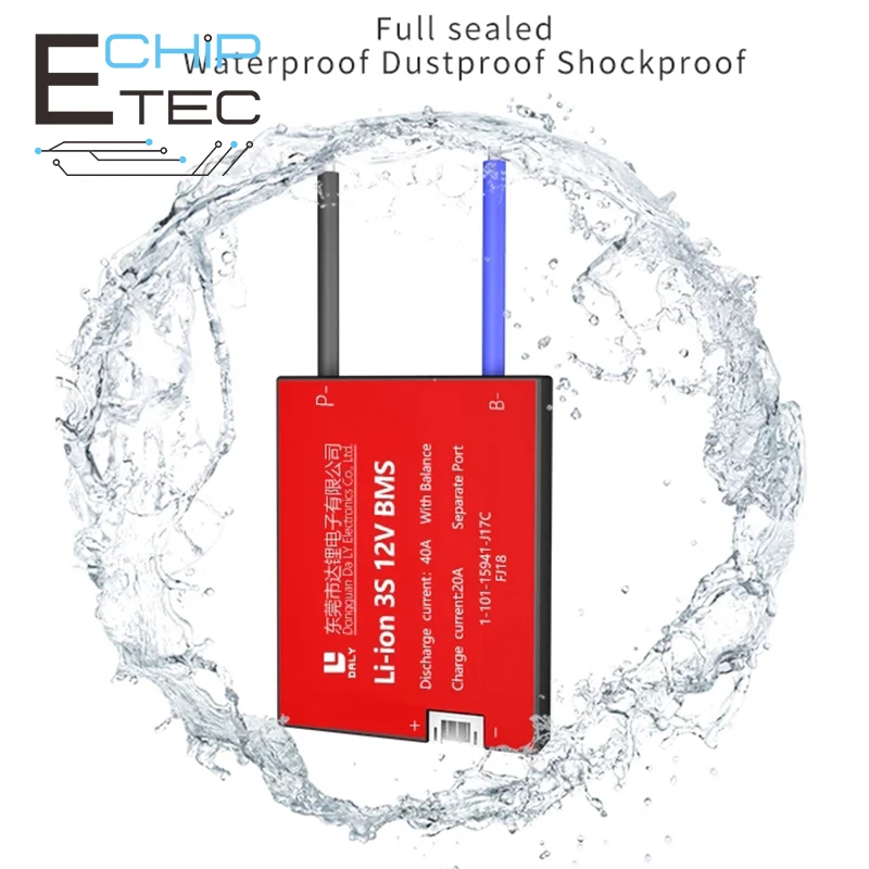 Waterproof BMS Lithium Battery Protection Board com equilíbrio, 13S, 48V, 15A-80A, 18650