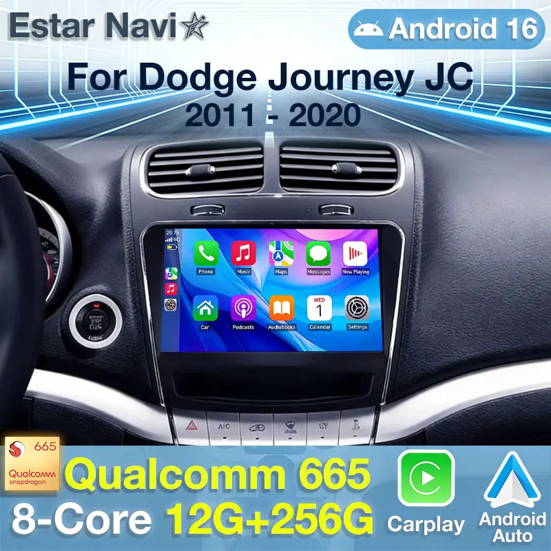 Radio para Auto Android 16 para Dodge Journey JC 2011-2020, Reproductor Multimedia Estéreo, Navegador GPS, Unidad Principal con DSP, Carplay Inalámbrico, WIFI para Auto