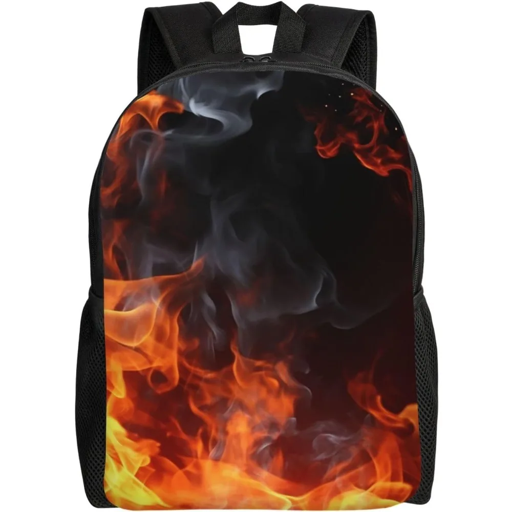 

Fire Flame Smoke Cute Backpack Waterproof Lightweight Laptop Backpack Shoulder Bag Casual Daypack For Women Men