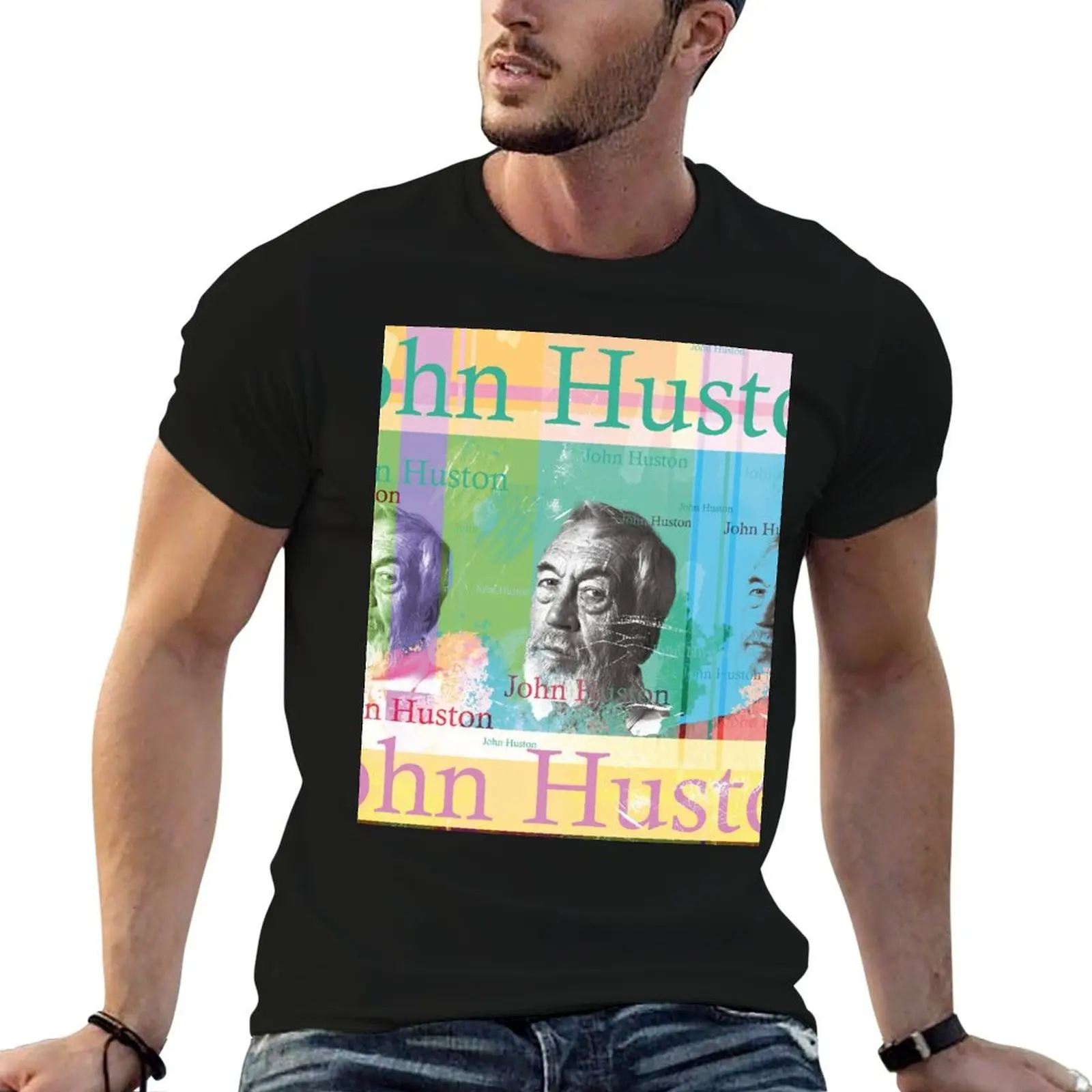 Camiseta con retrato del director John Huston, camiseta para hombre, camisetas gráficas de algodón, camisetas de algodón de alta calidad, camiseta 100% para hombre