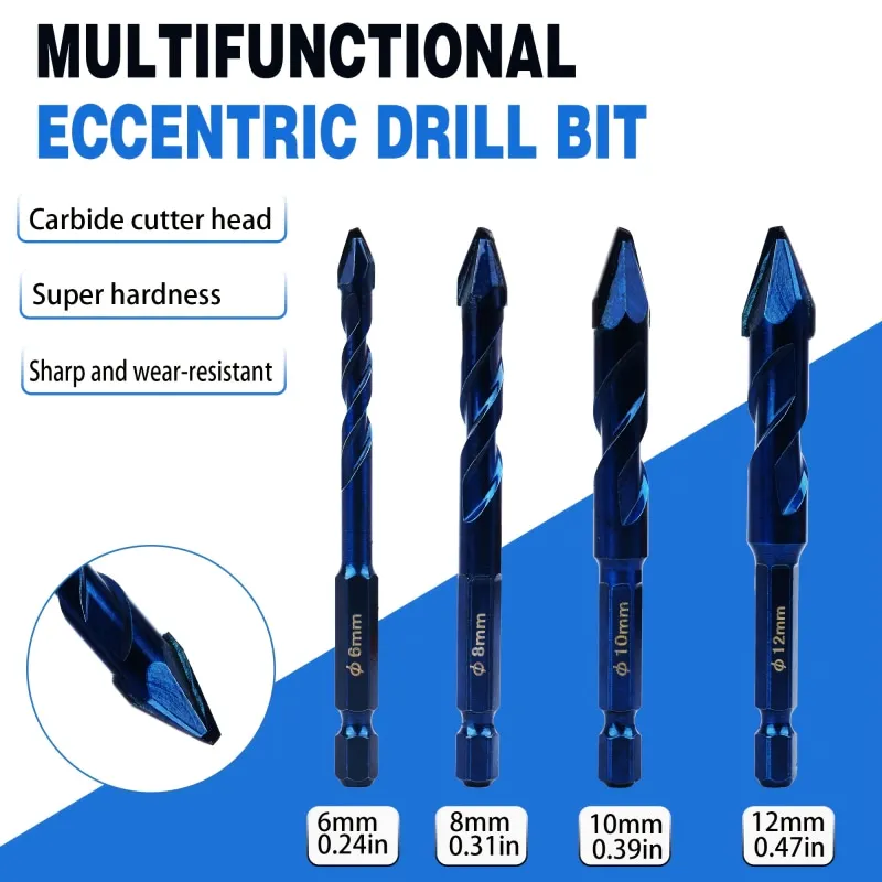 

10/5/4/1PCS High-strength Eccentric Drill Bits For Glass Tile And Concrete Drilling Tools 6/8/10/12mm Drilling Tool Set