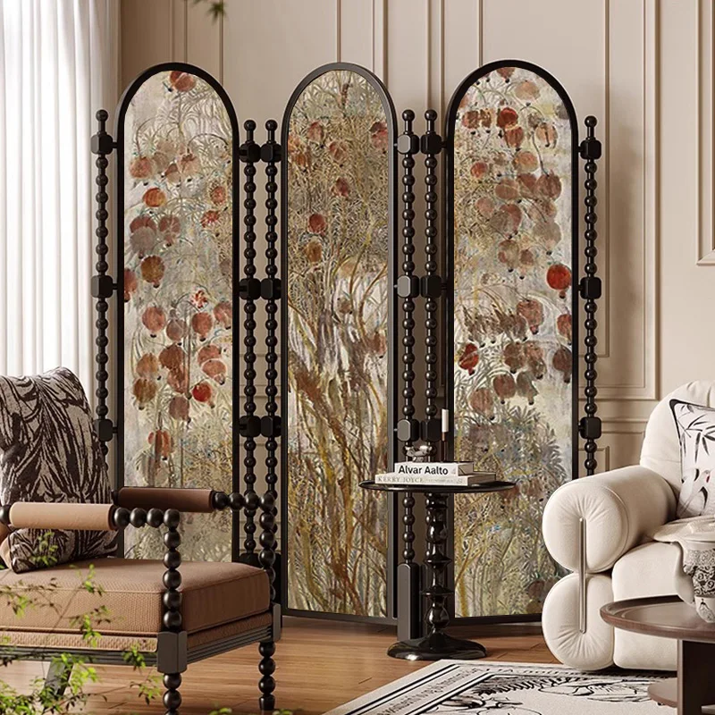 

Retro French medieval folding screen partition living room entrance block hotel restaurant homestay decoration solid