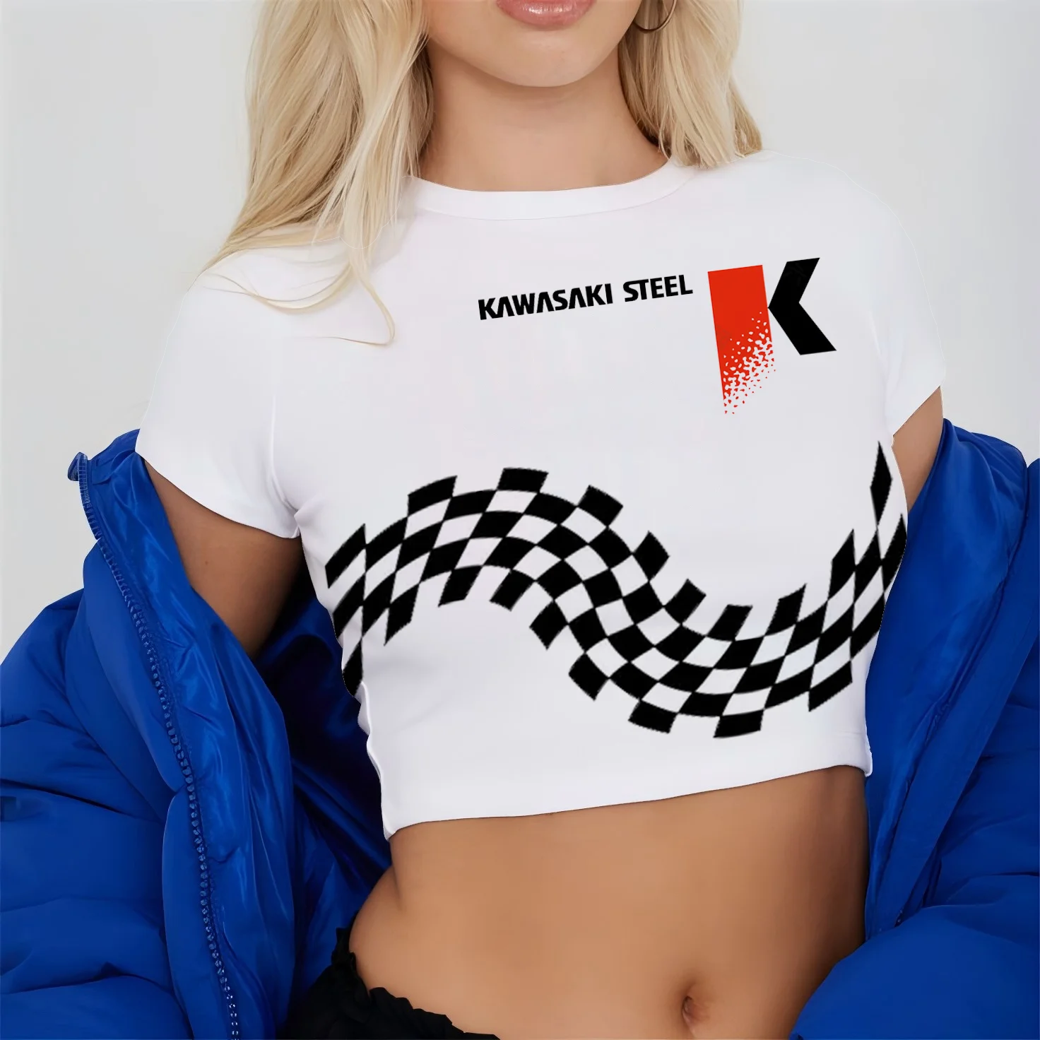 

Street White Top Woman Clothes Racing Suit Crop T-shirt Clothing Extreme Sports Short Sleeve Women Tops 2024 Adventure Y2k Tees