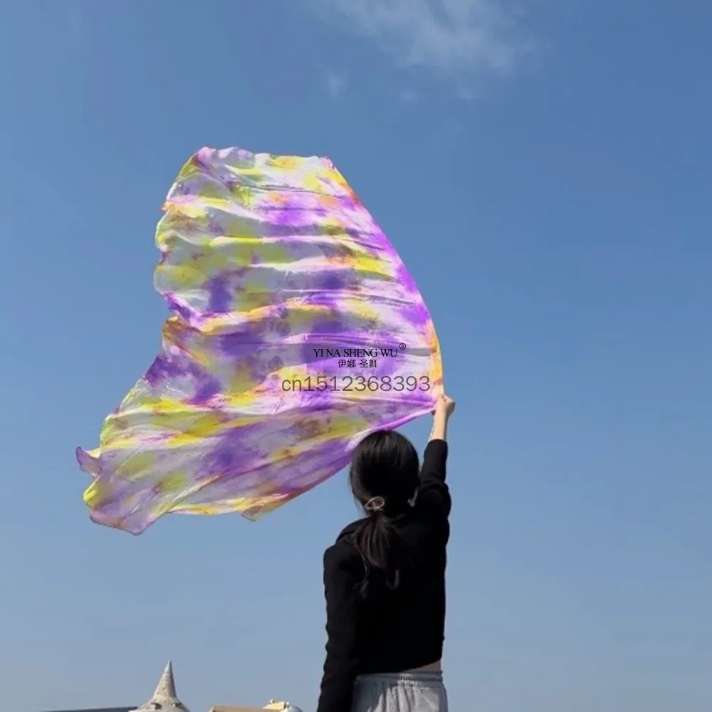 

Индивидуальные шелковые фаты Isis Wings для восточных танцев, пара полукруглых с палочкой или без палочек, реквизит для выступлений на сцене, шелк