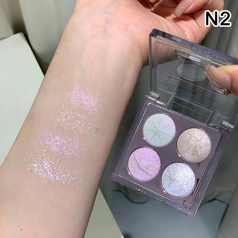 DIKALU プラネット 4色グリッターアイシャドウパレット オーロラパープル メタリックベイクドパウダー ハイライター アイシャドウメイクアップ