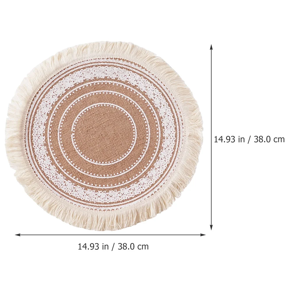 

Round Woven Placemat Rustic Braided Table Mat Heat Insulation Nonslip Cotton Dining Table Decoration Home Restaurant Use