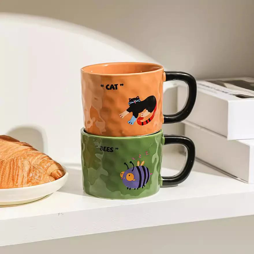 Caneca cerâmica japonesa com tampa colher, xícara de café, leite, aveia, café da manhã, escritório, casa, xícara de chá, água, copos, presentes