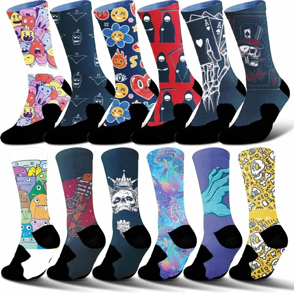 

Trendy Bone Skeleton Pattern Sports Cycling Socks, Breathable, Sweat Absorbing, Suitable for Outdoor Football and Basketball