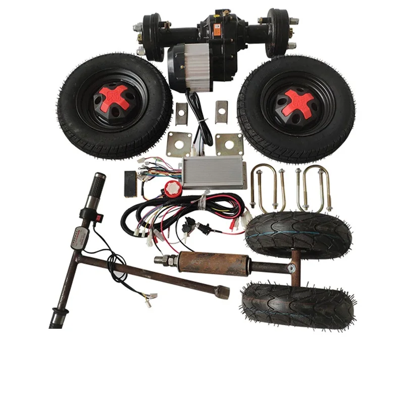 Modified flatbed truck 60V 1500W drum brake electric trolley rear axle drive kits with tire