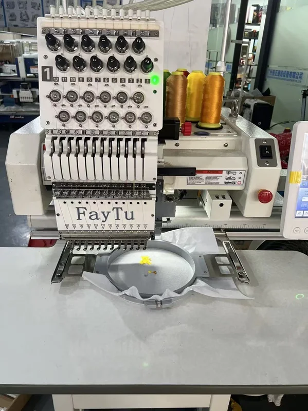 High Speed Fully Automatic Computerized 12/15 Needles Touch Screen Motor 1200 RPM Use=d Hat Garment Embroidery Machine 360x200mm