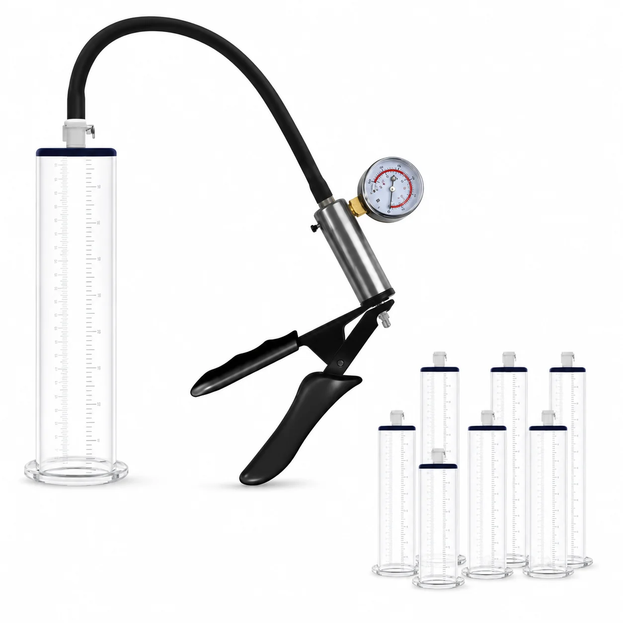 Adult Male Vacuum Suction Pump with Acrylic Chamber, Pressure Monitor, Manual Air Control and Personal Pleasure Trainer