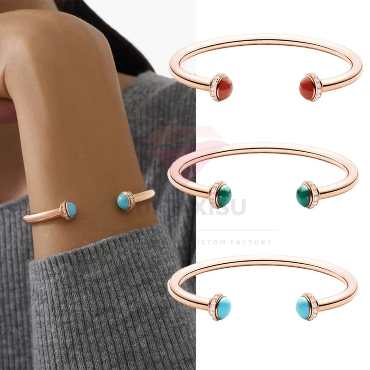 

Fashionable Luxury S925 Center Zircon Mother of Pearl Open Bracelet Party Versatile Jewelry for Men and Women - Birthday Gift