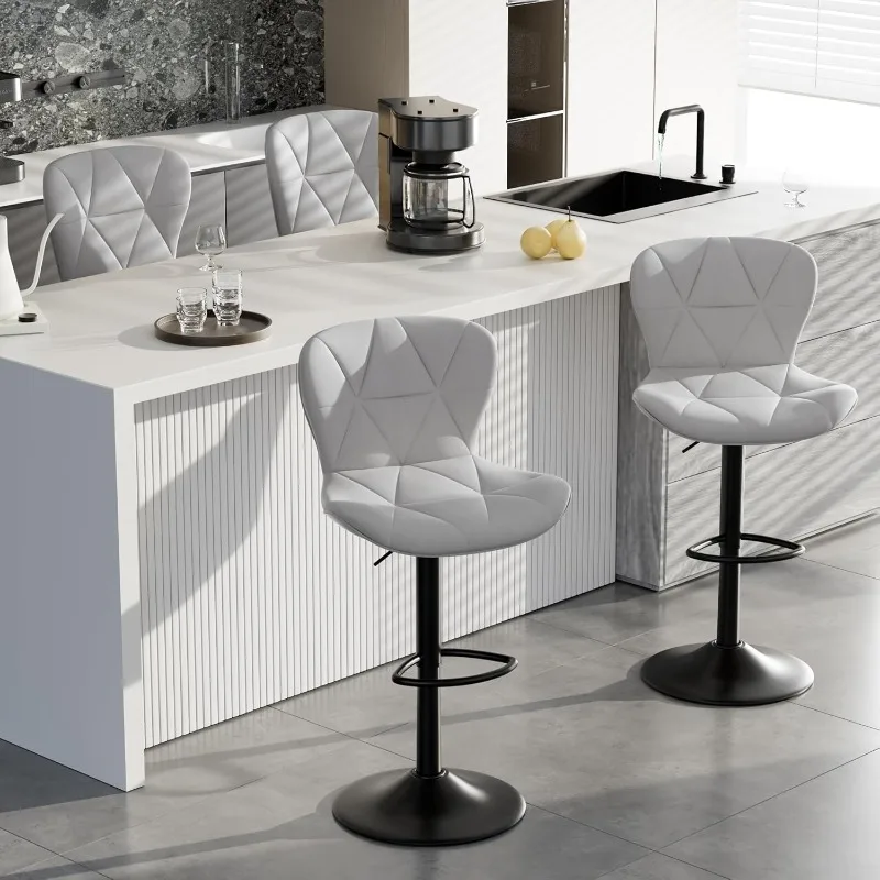 

Bar Stools Set of 4,Adjustable Swivel Barstools, Faux Leather Bar Chairs,Upholstered Counter Height with High Backrest