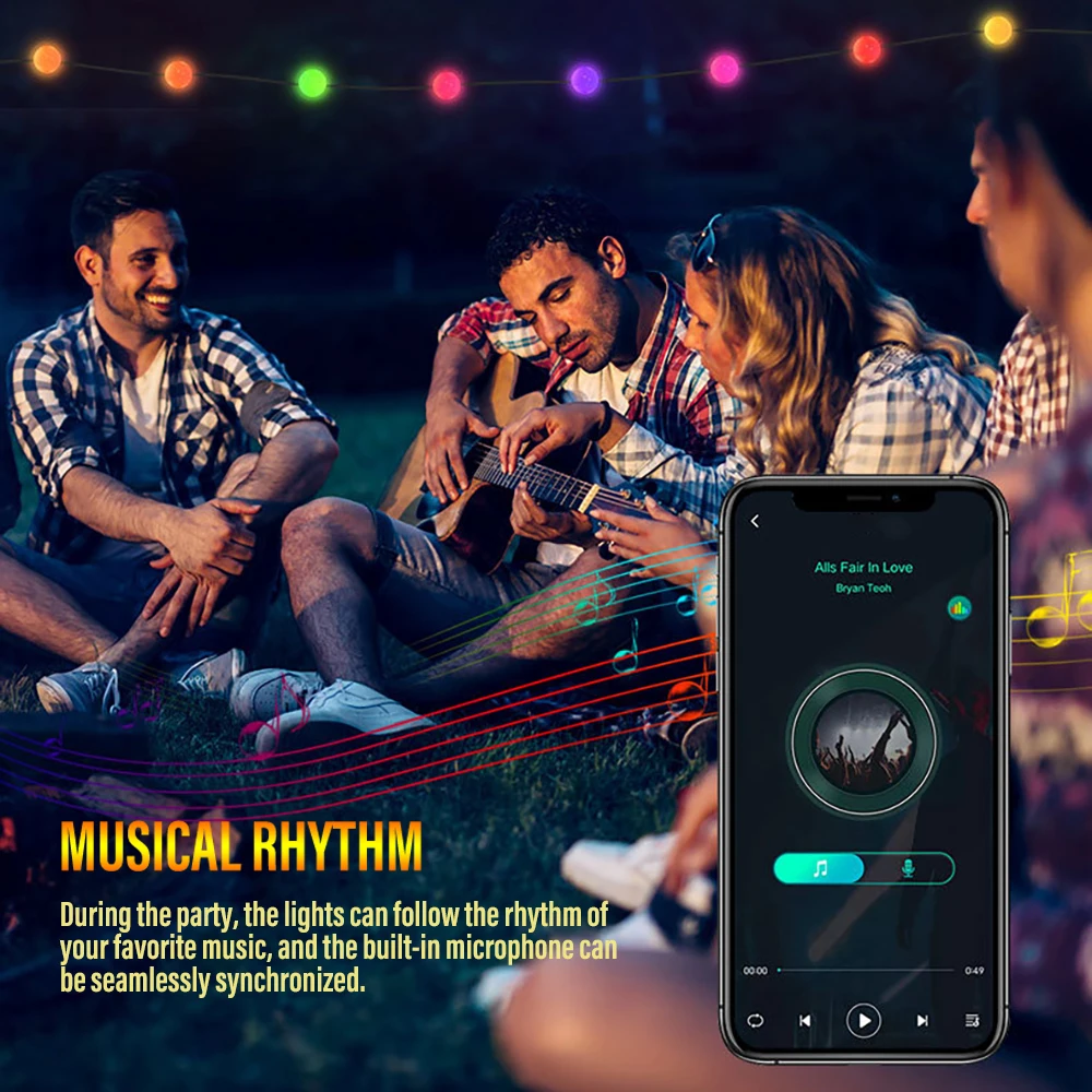 5M 10M String Light Garland Lights APP Smart Control Symphony Light Leather Line Lamp String Garden Christmas Decoration Lantern