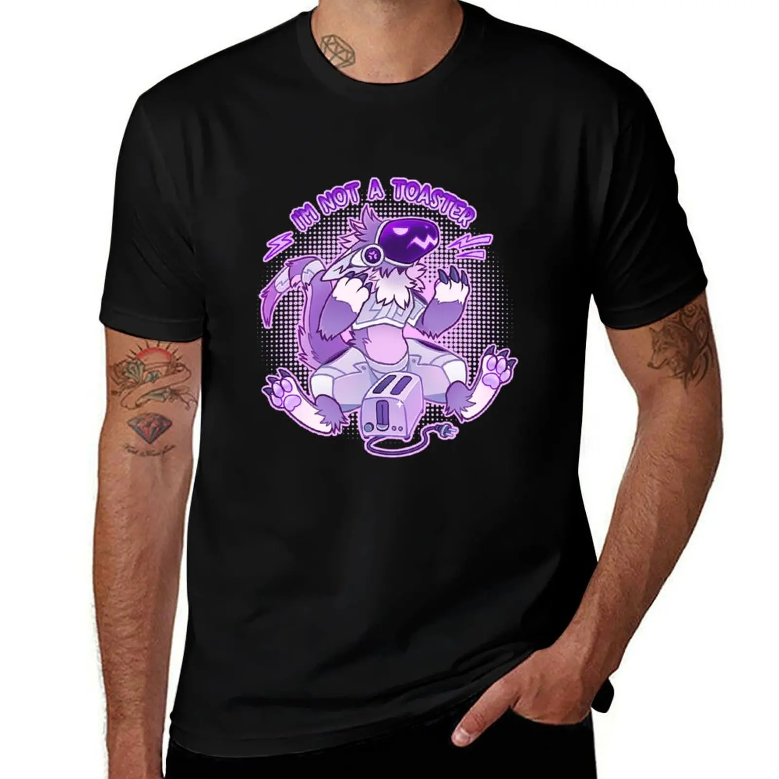 Purple Grumpy Protogen - I_m not a toaster T-Shirt Stylish Graphic Short Sleeve Top T-Shirt