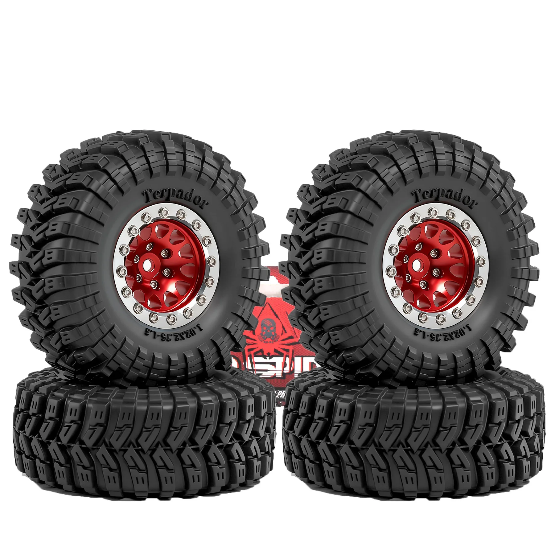 عجلات وإطارات بيدلوك 1.3 بوصة بقطر خارجي 2.75 بوصة وسداسي 7 مم (4 قطع) لسيارات التحكم عن بعد الزاحفة بمقياس 1/18 و1/24 مثل TRX4M وSCX24 وAX24 وFCX18 وFCX24