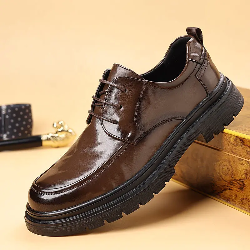 Men's Business Casual Leather Shoes Formal British Style Work Versatile Commuter Dress Shoes Wedding Groom Shoes