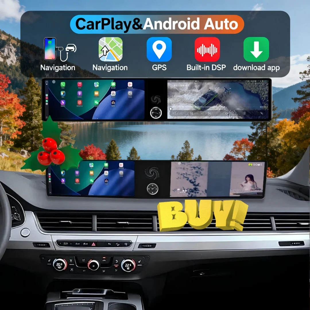 Dual 12.3 Inch HD Screen Car Radio Multimedia Player For Audi Q7 2016 - 2020 Android 13 CarPlay GPS Navigation  Head Stereo Unit