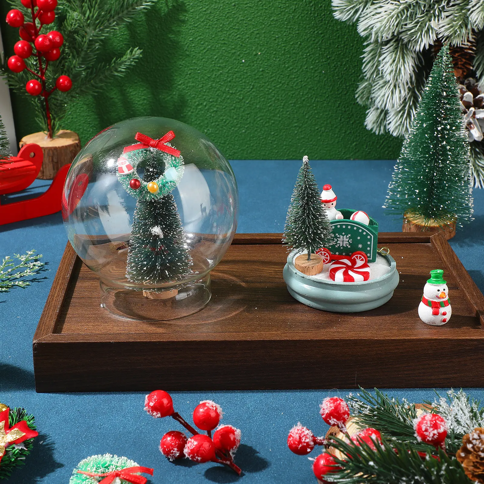 Homemade Snow Globe Kit Decor Indoor DIY Empty Globes Containers for Crystal Prop Christmas Crafts
