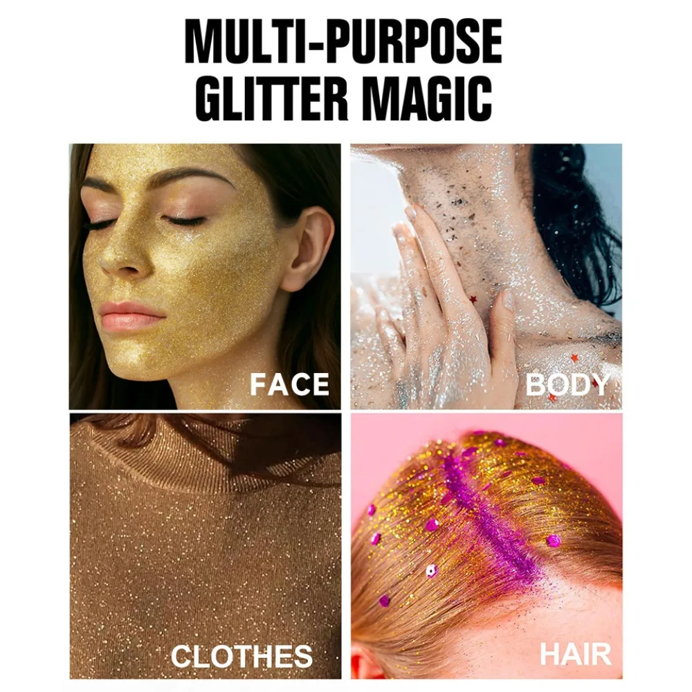 5-kleuren Shimmer Powder Spray voor lichaamsgezicht Haar Make-up Glitter Markeerstift Verhelderende Sparkle Party Cosmetica Make-up glitter