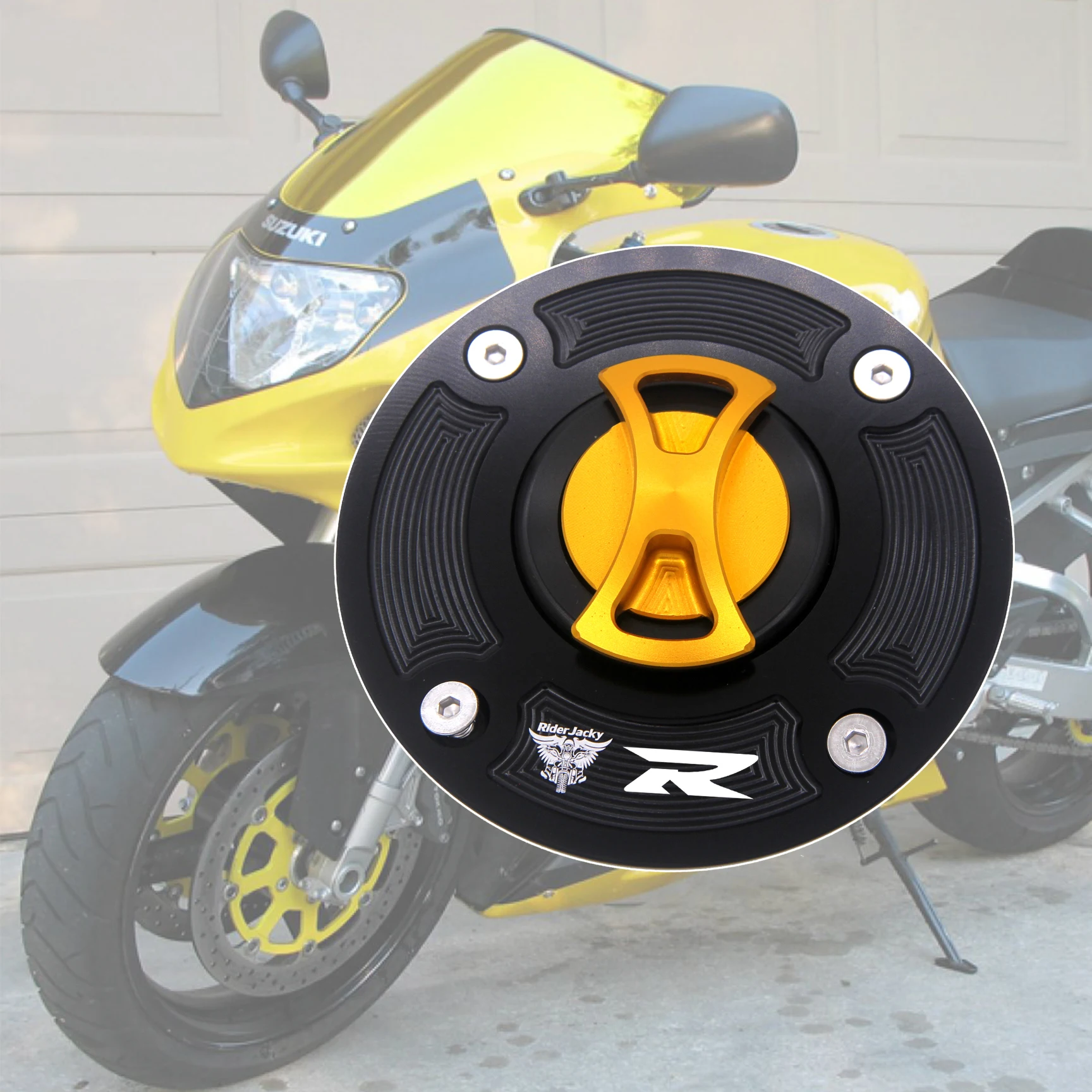 

RiderJacky® CNC Aluminum Keyless Gas Fuel Tank Cap Cover For Suzuki GSXR 600 1997-2003,GSXR 750 1996-2003,GSXR 1000 2001-2002