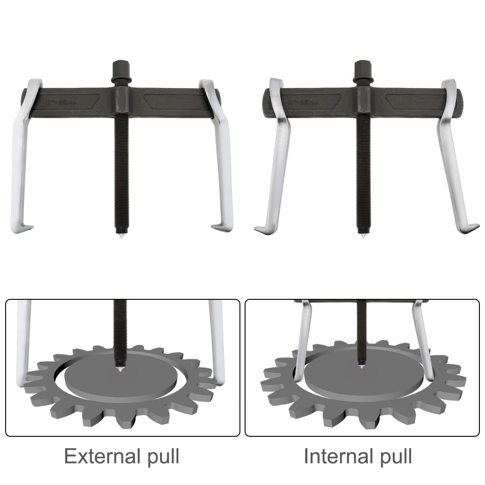 Imagem -03 - Polegada Extrator de Engrenagem de Mandíbulas Único Gancho Extrator Dispositivo de Elevação Separado Fortalecer Extrator de Rolamento para Ferramenta Manual de Reparo de Carro 10 12 14